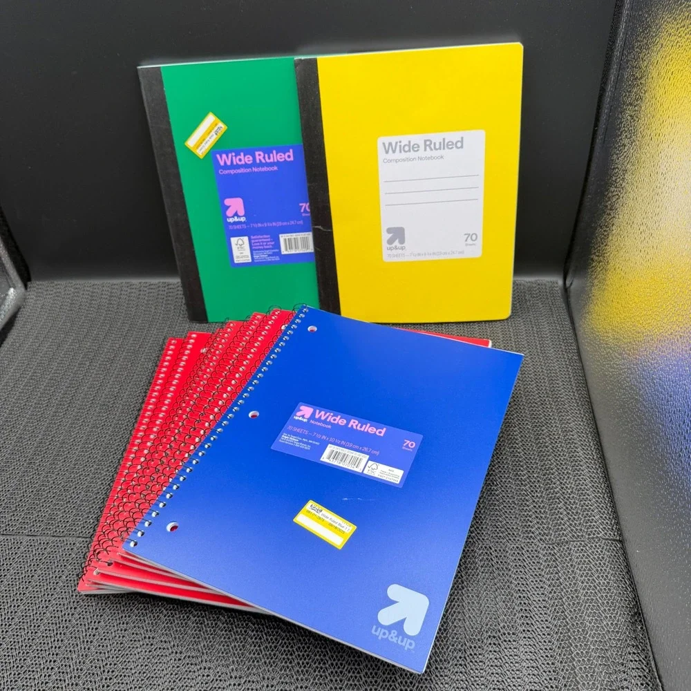Up & Up Wide Ruled Notebook Lot 9ct Spiral Composition Blue Red Yellow Green